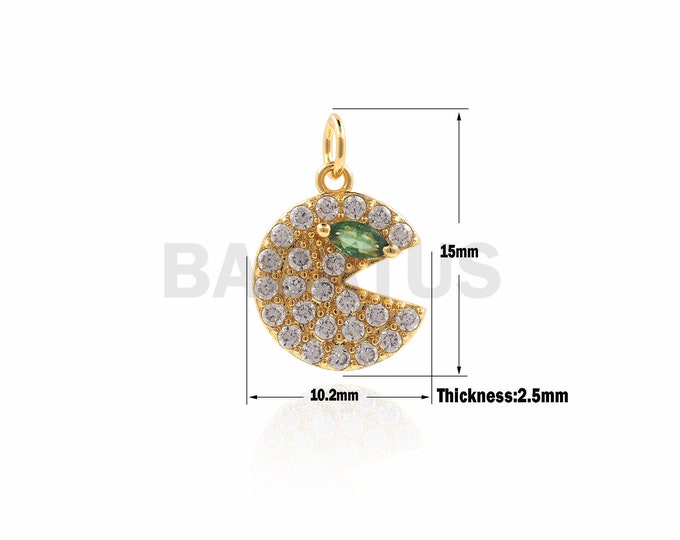 1PCS Micro-Pave Round Cartoon Snake Head Pendant, Cubic Zirconia Pendant, CZ Round Pendant, Suitable For Jewelry Making 15x10.2x2.5mm