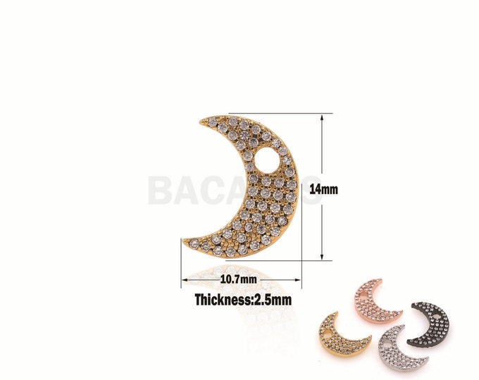 1pcs Micro-Pave Half Moon Pendant, Moon Necklace, Crescent Jewelry, Moon Charm, Suitable For Jewelry Making Supplies 14x10.7x2.5mm
