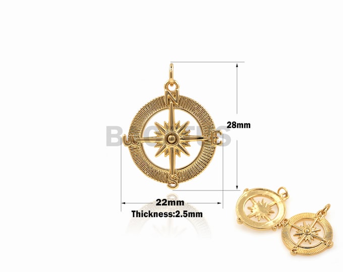 1PCS Round Polaris Pendant Heart-shaped Charm Compass Jewelry Suitable for Bracelet Necklace Jewelry Making Supplies 28x22x2.5mm
