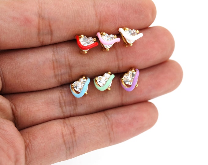 1 pair 18K Gold Filled Heart Stud Earrings,Gold Dainty Heart Stud  Earrings,Simple Stud Earrings,Gift for Her
