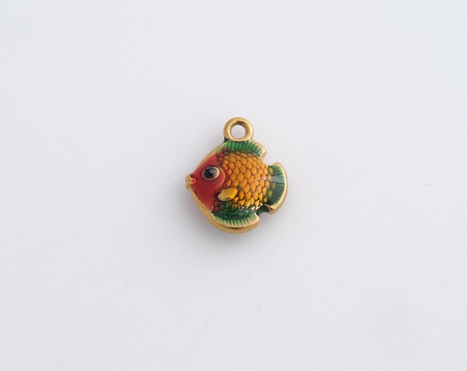 Stainless Steel Fish Pendant,Marine Life Charms,Enamel Fish Charm Bracelet Necklace for DIY Jewelry Making Supply,12.4x10.2x4mm