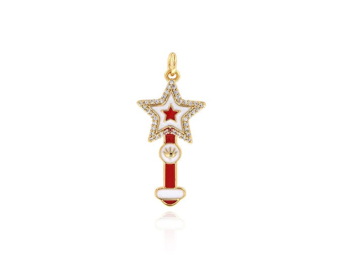Enamel Star Pendant,Celestial Pendant,Bar Star Necklace,Star Charm DIY Jewelry Supplies,33x14.5x2mm