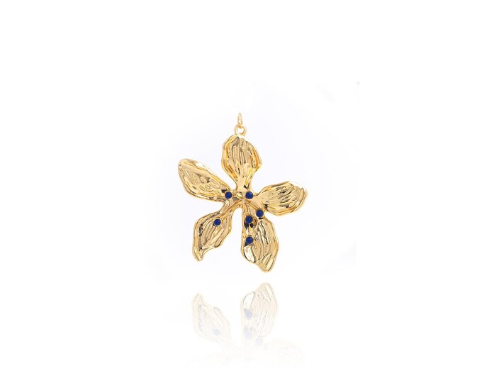 18K Gold Filled Flower Pendant,Flower Pendant Plant Charms,Simple Pendant DIY Jewelry Making Supply,49x40.5x6mm