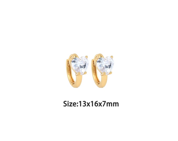 1pair 18K Gold Filling Heart Earrings,Gold Dainty Round Earring,Simple Earrings,Gift for Her