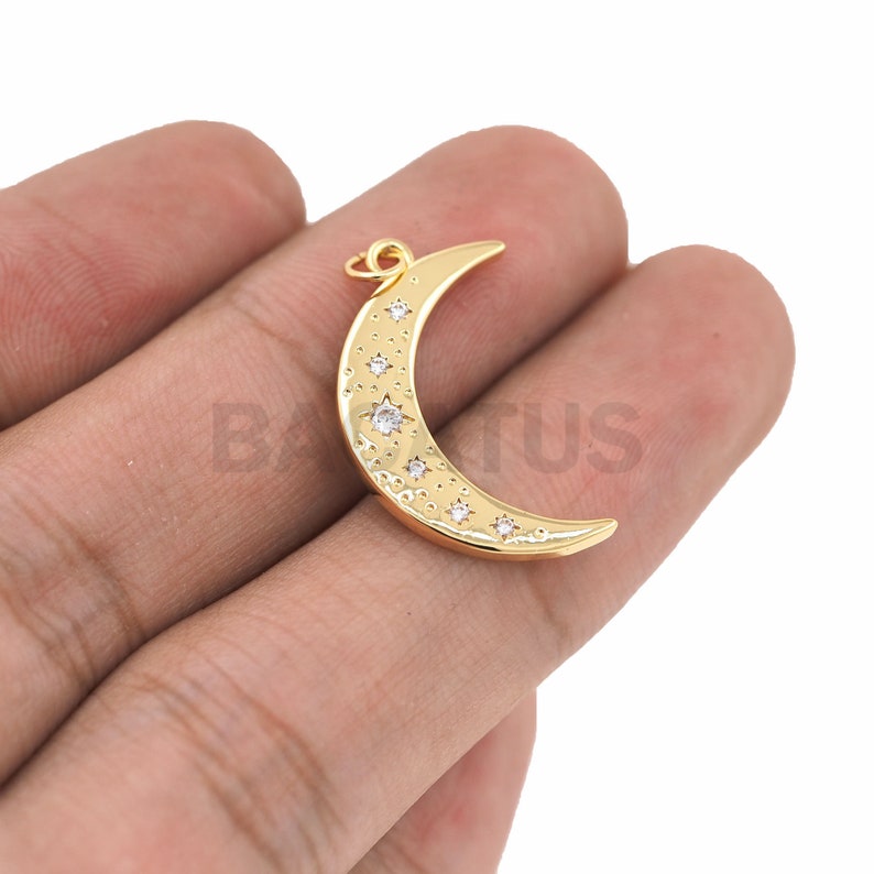 Crescent-Shaped Necklace Covered With Moon Ornaments 1PCS Half-Moon Pendant DIY Making Supplies 26.5x14x1.5mm Crescent-Shaped Charm