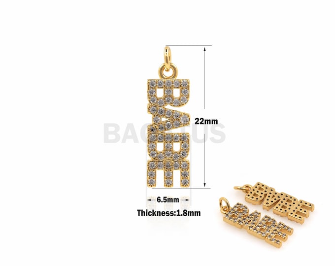 1PCS BABE Letter Pendant Baby English Word Necklace Micro-paving DIY Jewelry Making Supplies 18K Gold Filling 22x6.5x1.8mm