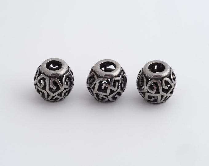 1 pcs Stainless Steel Retro Ball Spacer Beads,Silver Round Beads,Ball Beads DIY Bracelet Necklace Earrings Jewelry Making,10x9.5mm
