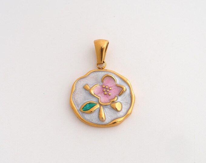 Stainless Steel Flower Pendant,Enamel Flower Charms,Flower Charms for DIY Jewelry Making Supply,26.2x18.6x3.4mm
