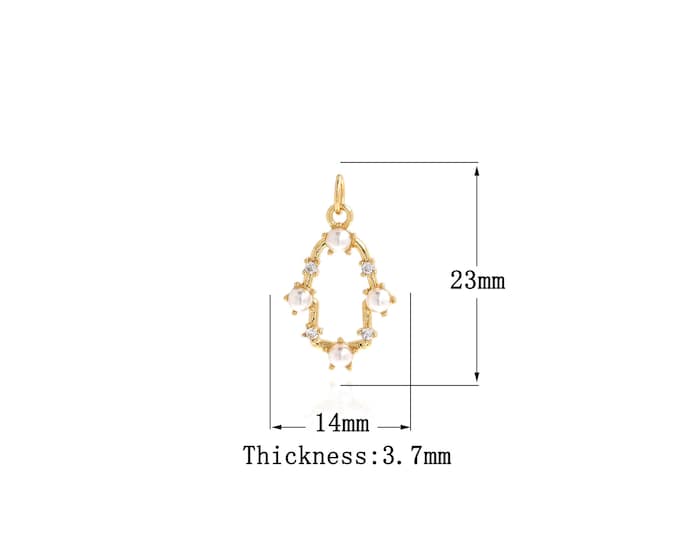 18K Gold Filled Hand Pendant,Gold Dainty Pearl Charms,Simple pendant Bracelet Necklace for DIY Jewelry Making Supply