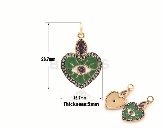 1PCS Enamel Heart-Shaped Magic Eye Pendant, Enamel Heart-Shaped Necklace, Heart Pendant, Heart Charm,Eye Charm 26.7x16.7x2mm