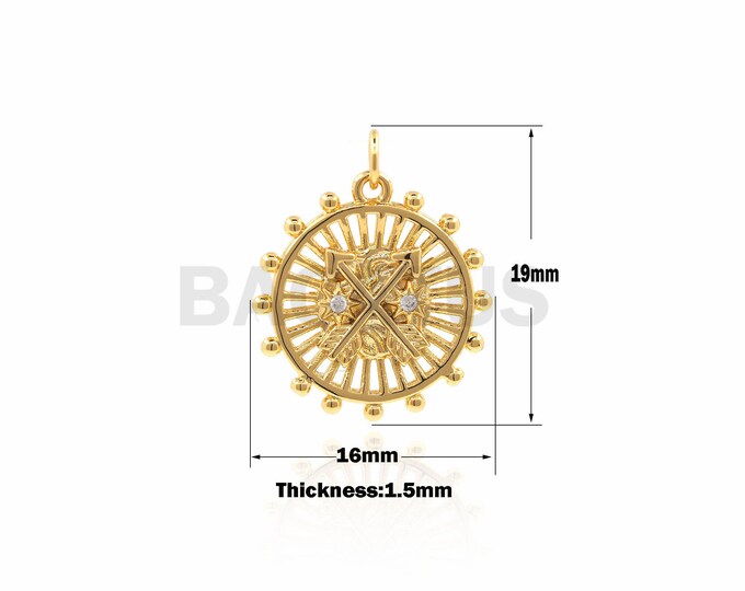 1PCS Round Double Arrow Pendant, Personalized Pendant, Minimalist Pendant, DIY Jewelry Jewelry Making Supplies 19×16×1.5mm