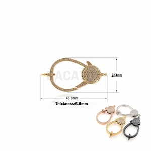 1PCS Micro Pave Lobster Clasp, CZ Lobster Clasp, Pave cz Clasp, Necklace Jewelry Clasp, Suitable For Jewelry Making Supplies 22x45.5x6.8mm