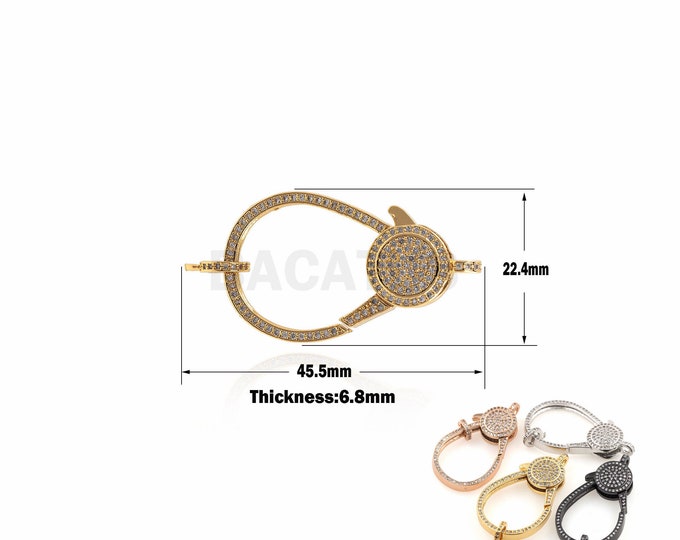 1PCS Micro Pave Lobster Clasp, CZ Lobster Clasp, Pave cz Clasp, Necklace Jewelry Clasp, Suitable For Jewelry Making Supplies 22x45.5x6.8mm