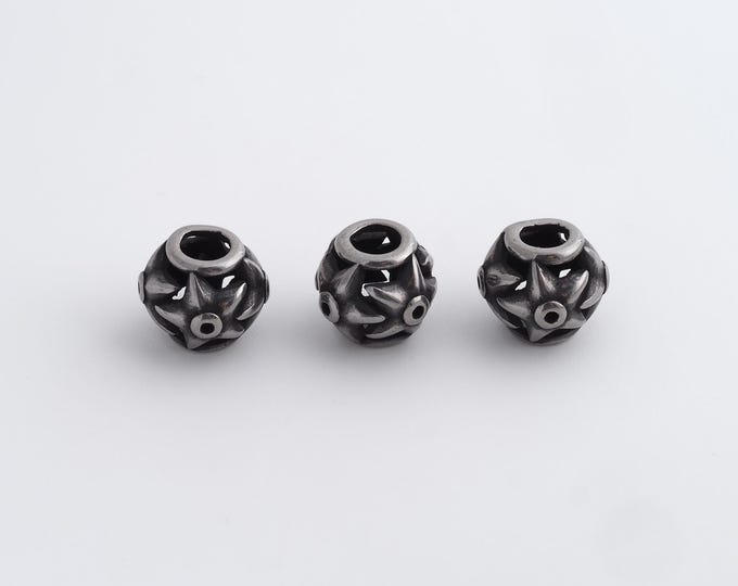 1 pcs Stainless Steel Retro Ball Spacer Beads,Silver Round Beads,Ball Beads DIY Bracelet Necklace Earrings Jewelry Making,10x8.7mm