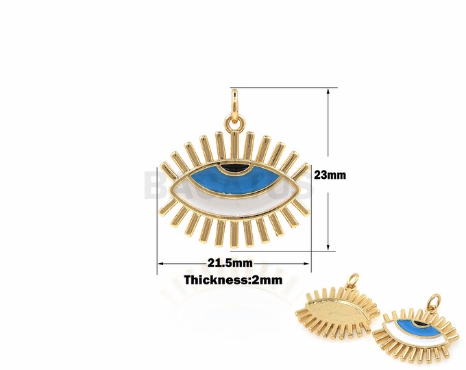 1PCS,Eye Pendant Greek Eye Necklace Enamel Charm Turkish Eye Jewelry DIY Jewelry Making 18K Gold Filled Oil Drop Jewelry 23x21.5x2mm