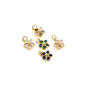 1PCS Gemstone Flower Pendant Necklace Pentagonal Flower 18k Gold Exquisite Pendant Gold Chain Gift for Her Jewelry Supply 10x15.5x4mm