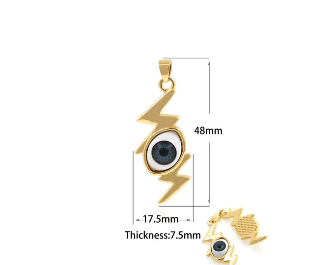 1PCS Suitable for Bracelet Necklace Jewelry Making Supplies Lightning Demon Eye Pendant Lucky Eye Jewelry Accessories 17.5x48x7.5mm