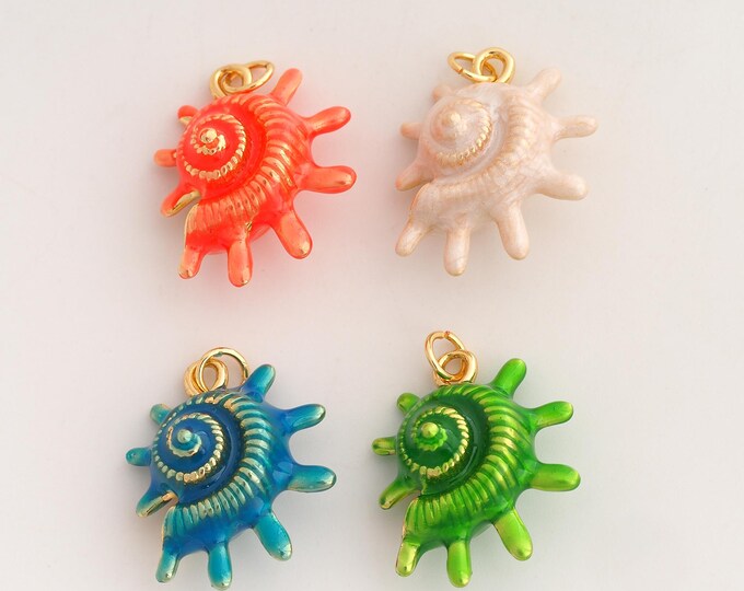 18K Gold Filled Snail Shell Charm,Dainty Enamel Shell Pendant,Snail Shell Pendant ,DIY Jewelry Supplies,26.7x18.7x10.8mm