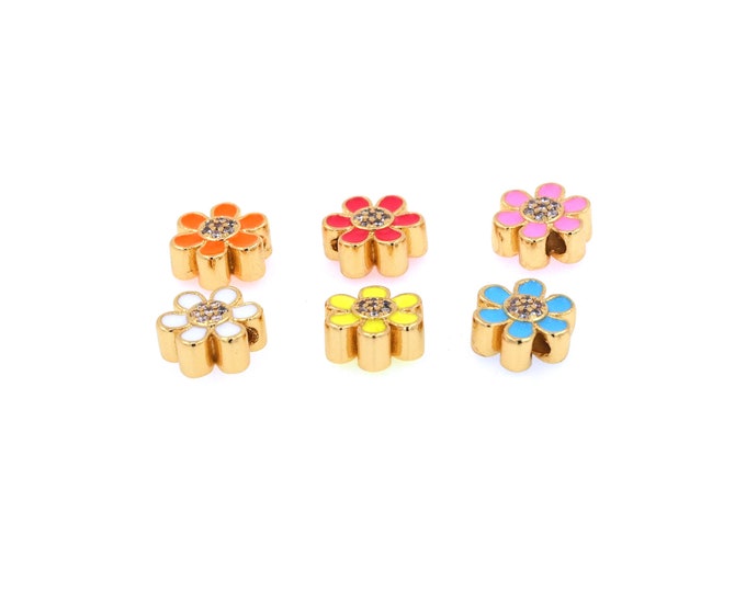 18K Gold Filled Flower Beads,Gold Simple Beads,Dainty Beads,Spacer Beads, DIY Gold Jewelry Making