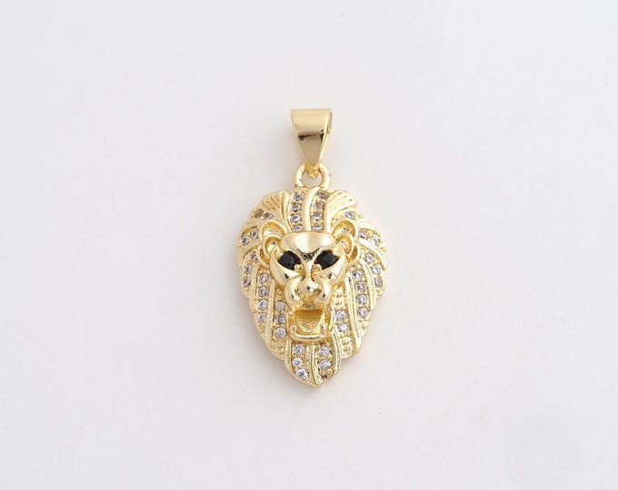 Lion Pendant Lion Pendant, 18K Gold Filled Lion Necklace,Men's Valentine's Day Gift, Lion Pendant 25.8x13x5.6mm