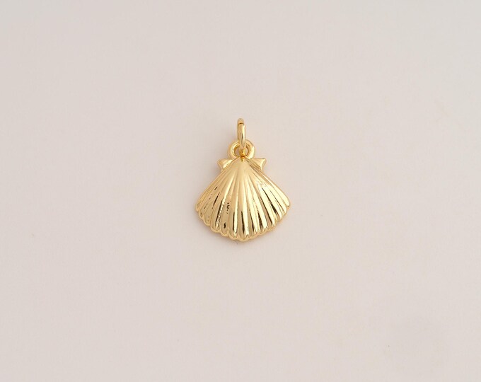 5 pcs 18K Gold Filled Shell Charm,Dainty Oyster Pendant,Shell Pendant ,DIY Jewelry Supplies,17.8x12.7x3mm
