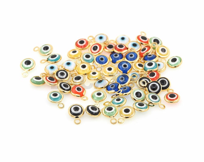 minimalist eye ,eye jewelry,enameled  eye,turkish eye necklace,enamel  eye 10x7mm 5PCS