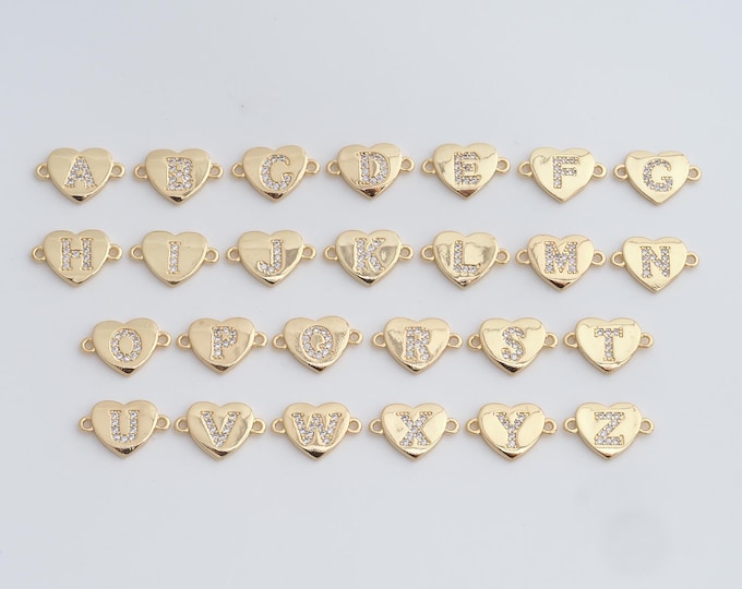 5 pcs Initial Connectors, 18K Gold Filled Letter Connectors, Micropavé CZ Alphabet Connectors, DIY Jewelry Supplies,17x11.2x2mm
