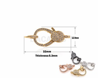 Chiusura a moschettone riempita in oro 18k, rinforzatore per chiusura a cubo, ciondolo con chiusura a moschettone, chiusura per collana adatta per la creazione di gioielli, 32x12,9x5,3 mm