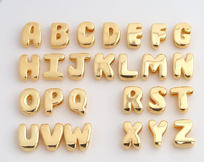 18K Gold Filled Gold Silver Initial Charm,Dainty A-Z Letter Pendant,Initial Pendant ,DIY Jewelry Supplies,20x15x7.3mm