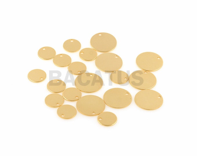 Blank round pendant, exquisite gold coin necklace, DIY jewelry necklace bracelet accessory 8mm 10mm 1pcs