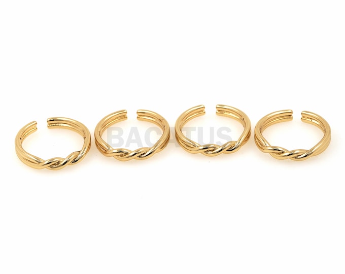 1pcs, Twist Ring, 18K Gold Filling Adjustable Ring, Double Line Ring, Edgy Ring, Thread Ring, Gold Stacking Ring