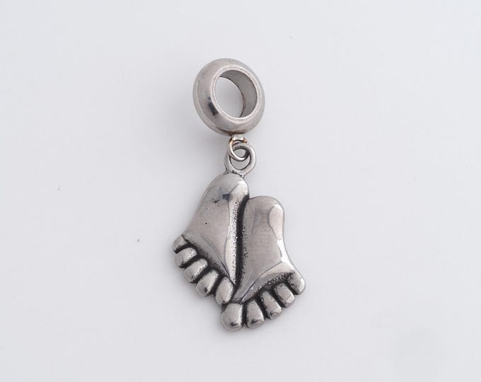 Stainless Steel Footprint Pendant,Foot Charms,Footprint Charm Bracelet Necklace for DIY Jewelry Making Supply,32x15x2mm