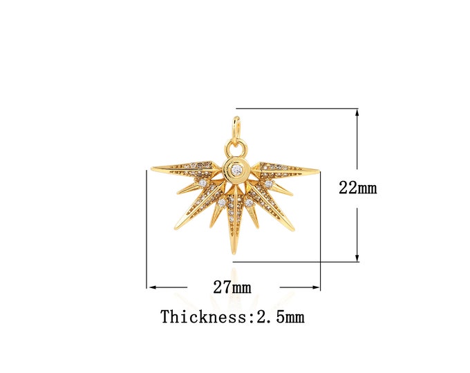 18K Gold Filled Polar Star Pendant,Gold Dainty Polar Star Charms,Polar Star Charm Bracelet Necklace for DIY Jewelry Making Supply