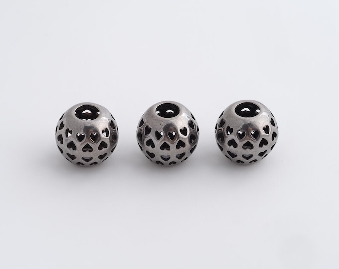 1 pcs Stainless Steel Retro Ball Spacer Beads,Silver Round Beads,Ball Beads DIY Bracelet Necklace Earrings Jewelry Making,10x9.7mm