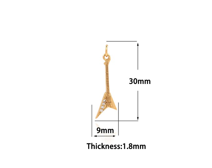 18K Gold Filled Guitar pendant,Gold Dainty Guitar Charms,Simple pendant Bracelet Necklace for DIY Jewelry Making Supply