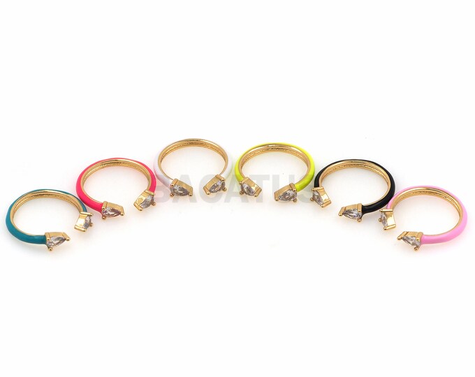 1pcs, Micropavé Zircon Enamel Ring, Simple Ring, Adjustable Ring, Stackable Ring, Fake Diamond Ring, Wedding Ring
