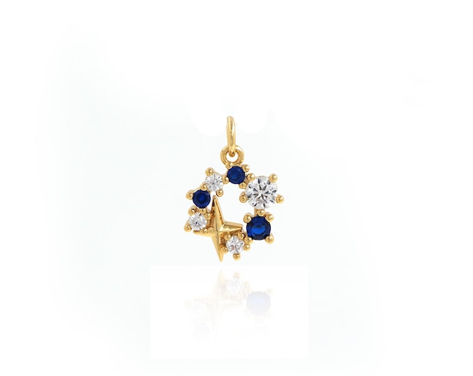 Polaris Pendant, Micropavé CZ Star Necklace, 18K Gold Filled Polaris Charm, Star Necklace, DIY Jewelry Supplies, 17.4x12x3.2mm