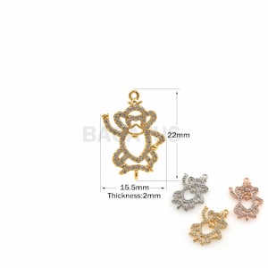 1 STÜCK Hohler Affe Anhänger Tierschmuck Affe Halskette Schmuck Zirkonia Geeignet für Halskette Schmuckherstellung Zubehör 22x15,5x2mm
