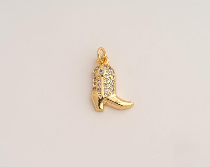 18K Gold Filled High-Heel Boot Charm,Dainty High-Heel Boot Pendant,CZ High-Heel Boot Pendant ,DIY Jewelry Supplies,21x13x3mm