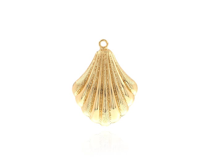 18K Gold Filled Shell Pendant,Conch Charms,Enamel Shell Charm Bracelet Necklace for DIY Jewelry Making Supply,45x33.5x15.5mm
