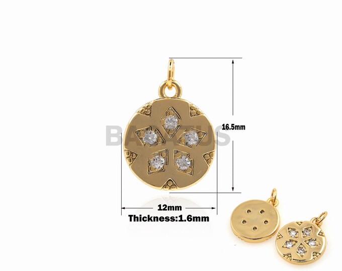 1PCS Coin Necklace Five-pointed Star Pendant Cubic Zirconia Star Necklace Jewelry DIY Jewelry Making Accessories Gold Filled 16.5x12x1.6mm