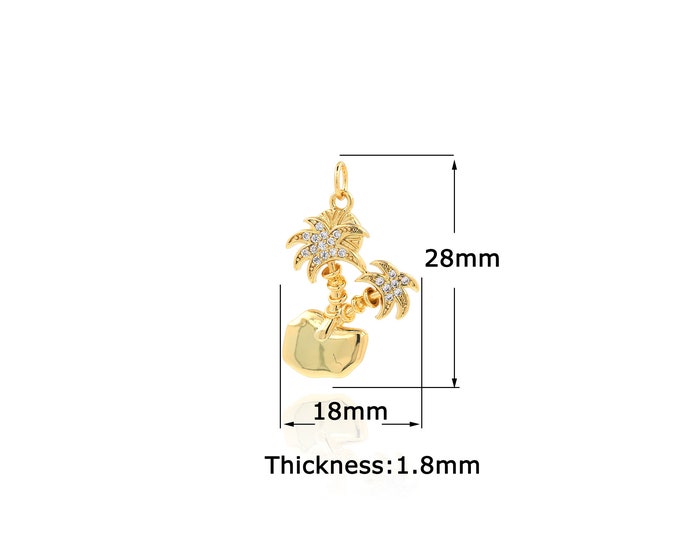 18K Gold Filled Coconut Tree pendant,Gold Dainty Coconut Tree Charms,Simple pendant Bracelet Necklace for DIY Jewelry Making Supply