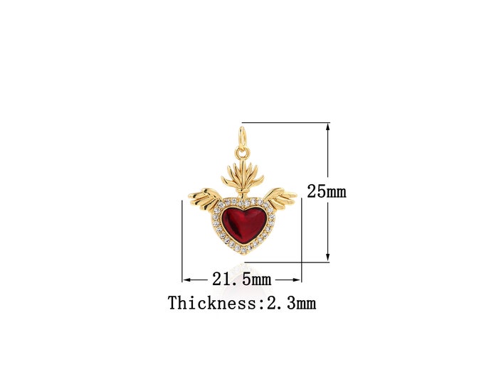 18K Gold Filled Heart Pendant, Gold Dainty Heart Charms,Simple pendant Bracelet Necklace for DIY Jewelry Making Supply