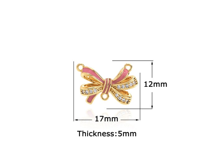 18K Gold Filled Bow pendant,Gold Dainty Bow Charms,Pendant Accessories,Simple pendant Bracelet Necklace for DIY Jewelry Making Supply