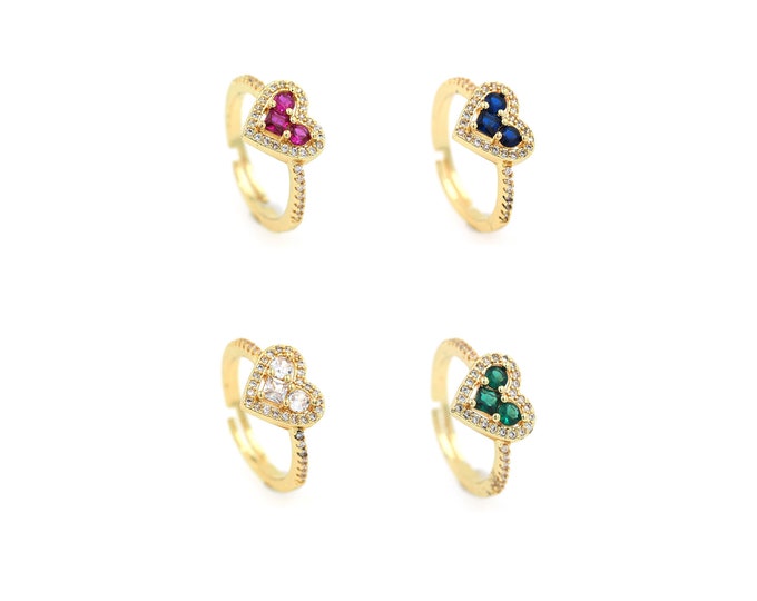 18K Gold Filled CZ Open Ring,Gold Dainty Heart Ring,Heart Ring,Gift for Her