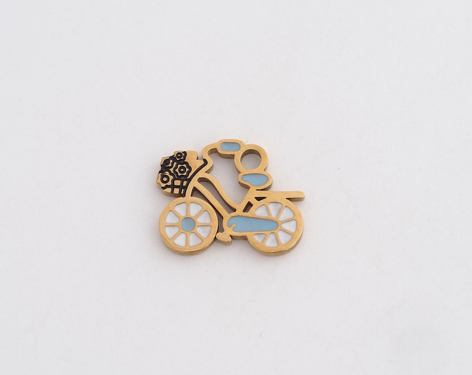 Stainless Steel Bike Pendant,Enamel Bicycle Charms,Bike Charm Bracelet Necklace for DIY Jewelry Making Supply,11.8x14x1.3mm