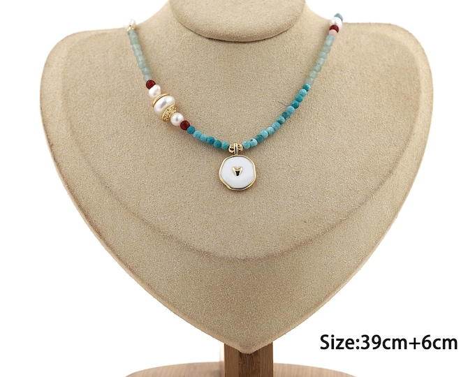 18K Gold Filled Enamel Necklace,Tail Chain Necklace,Lobster Clasp Necklace,pearl necklace,Gift for Her