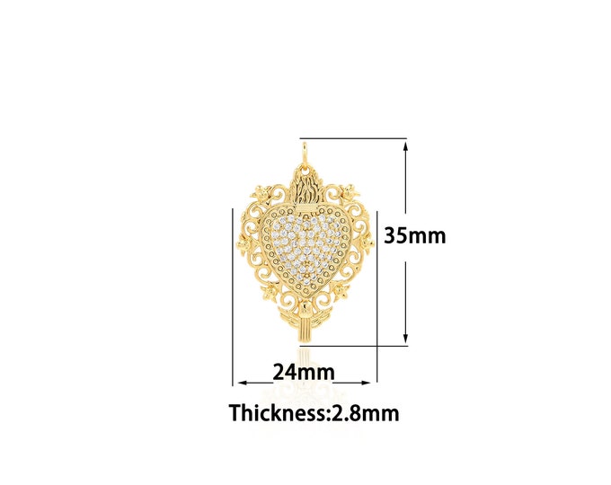 18K Gold Filled Heart Pendant,Gold Dainty Heart Pendant Charms,Simple pendant Bracelet Necklace for DIY Jewelry Making Supply