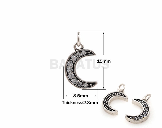 1PCS Exquisite Crescent Minimalist Pendant Necklace, Patina Moon Pendant, Crescent Pendant, Gift Cubic Zirconia for Her 15x8.5x2.3mm