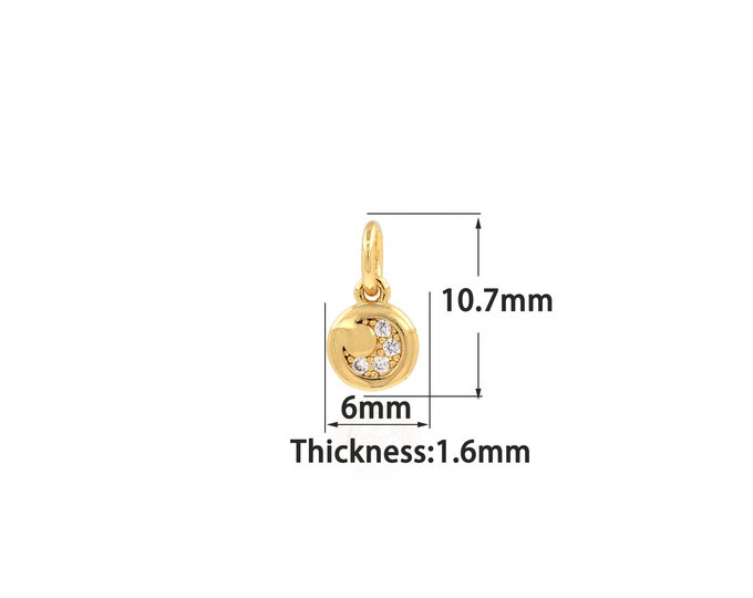 18K Gold Filled Round Pendant,Gold Dainty Round Charms,Simple pendant Bracelet Necklace for DIY Jewelry Making Supply